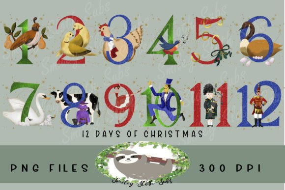 12 Days of Christmas Illustrations for Branding