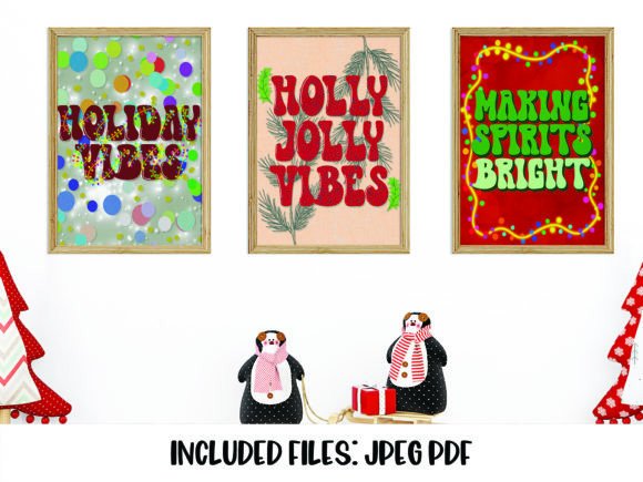 3 Digital Christmas Prints: Festive Illustrations for Brands