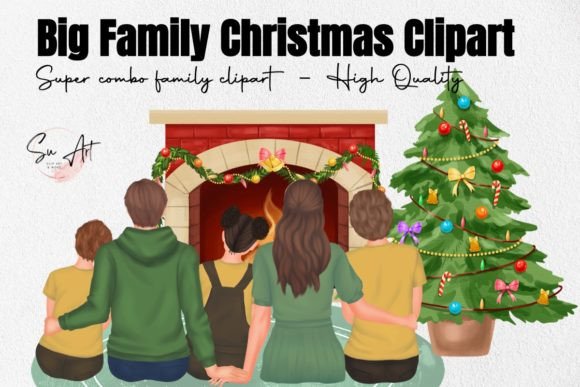 Big Christmas Family Clipart Xmas Bundle: Illustrations