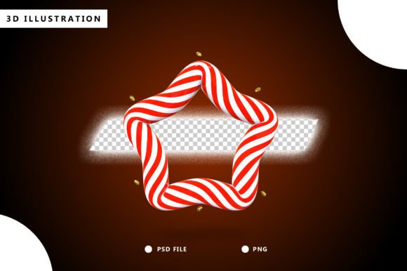 Candy Cane Star: Festive 3D Illustrations