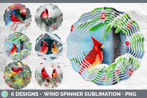 Christmas Cardinals Painted Wind Spinner: Holiday Illustrations