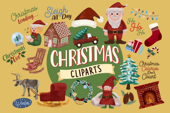 Christmas Cliparts: 50 PNG Sticker Illustrations