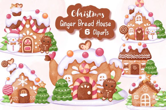 Christmas Ginger Bread House Cliparts: Festive Illustrations
