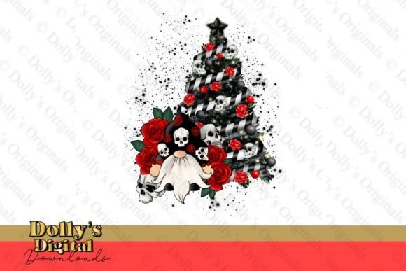 Christmas Gothic Gnome PNG: Bold Illustrations
