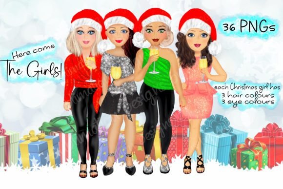 Christmas Party Girls: 36 PNG Illustrations Review