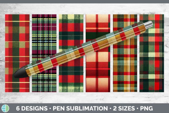 Christmas Plaid Pen Wraps: Festive Illustrations