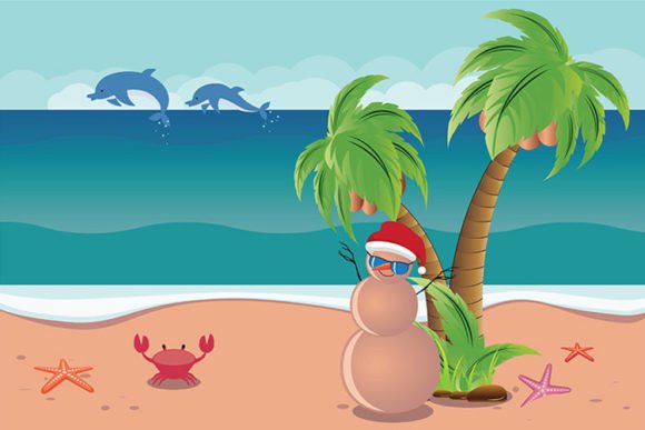 Christmas Sandman on Beach Illustrations Review
