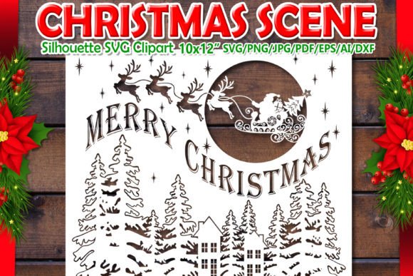 Christmas Scene Silhouette Design SVG 1 Review