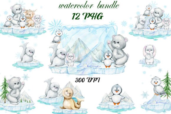 Christmas Winter Clipart Bundle: Animals & Illustrations