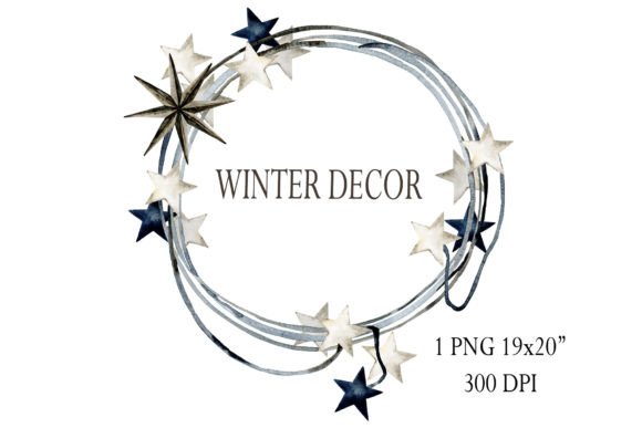 Christmas Wreath. Nordic Winter PNG: Illustrations