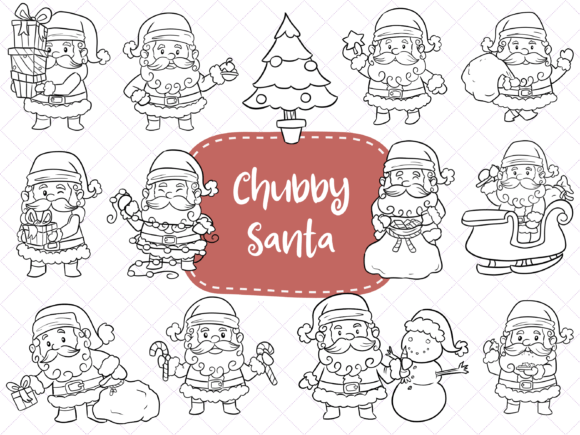 Chubby Santa Stamps: Festive Illustrations for Sellers