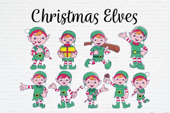 Funny Christmas Elves: SVG & PNG Illustrations