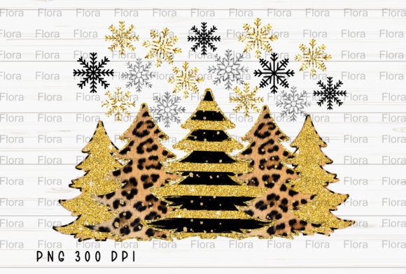 Merry Christmas Trees Leopard PNG: Bold Illustrations