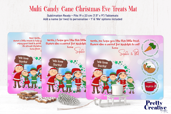 Multi Candy Cane Christmas Treats Mat: Festive Illustrations