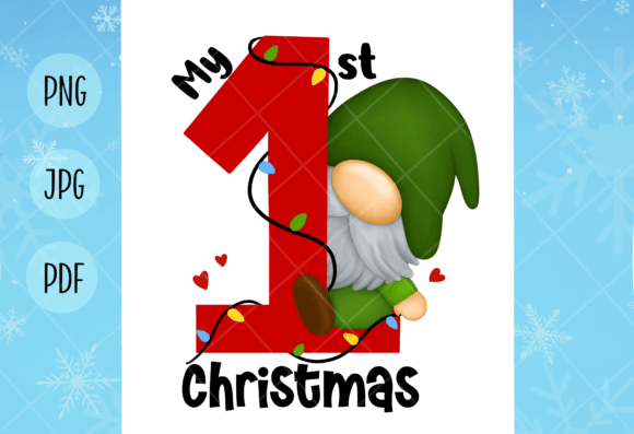 My First Christmas Gnome Sublimation Png: Illustrations