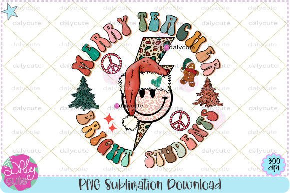 Retro Christmas Teacher PNG & Illustrations