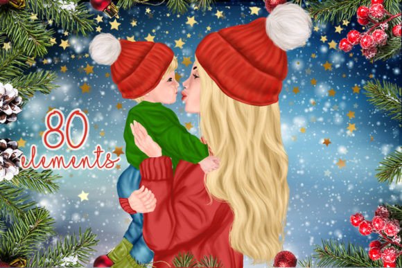 Review: Christmas Mom and Kids Clipart for Embroidery