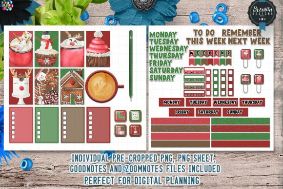 Reviewing Christmas Sweets Digital Stickers Illustrations