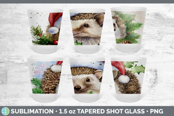Santa Hedgehog Shot Glass: Festive Illustrations