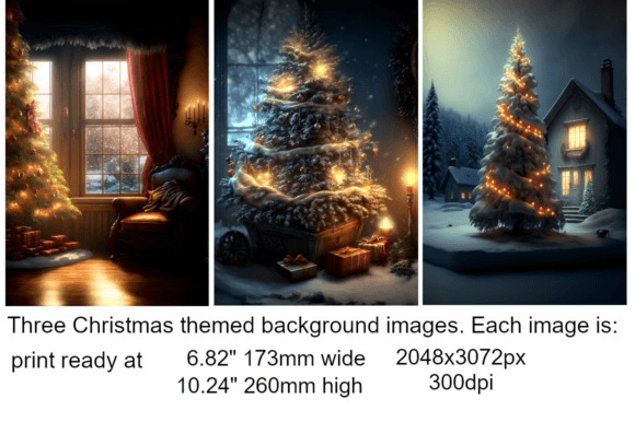 Three Christmas Card Images: Festive Illustrations