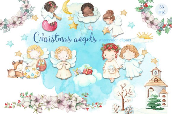 Watercolor Angels: Festive Illustrations for Branding