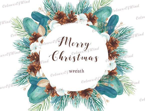 Watercolor Christmas Round Wreath PNG Review